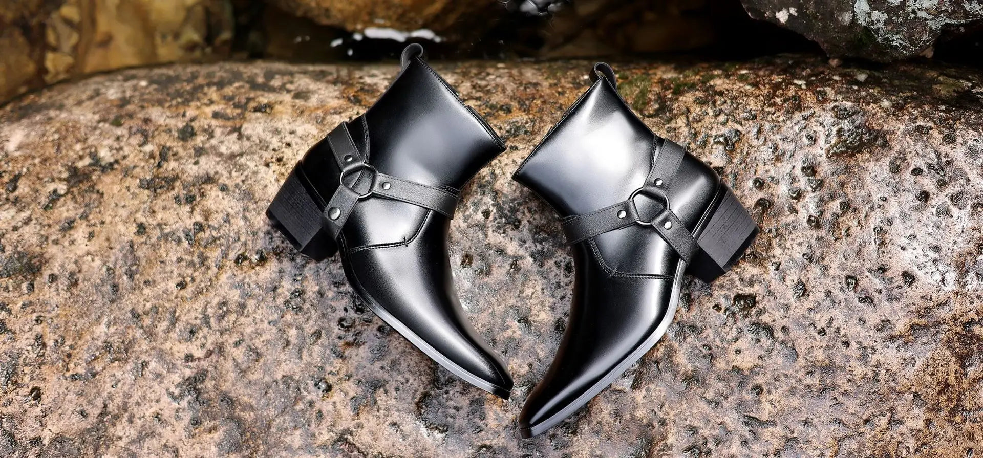 Men's leather shoes, British sleeve, retro handcrafted high-top business leather boots