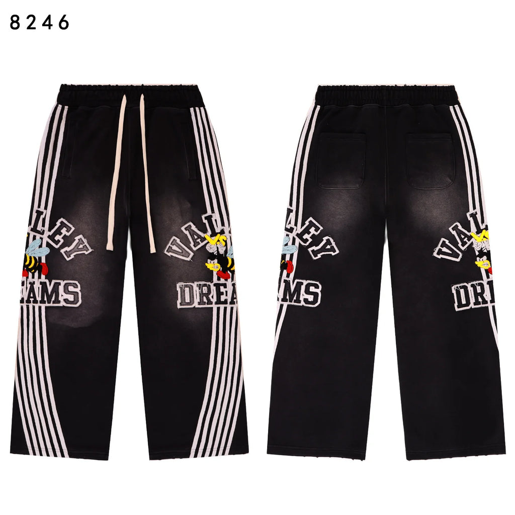 25ss High Quality Vale Washed Distressed  Hoodies Sweatpants Clothes Men Women Winter Autumn Casual Loose VALLEY  Pants