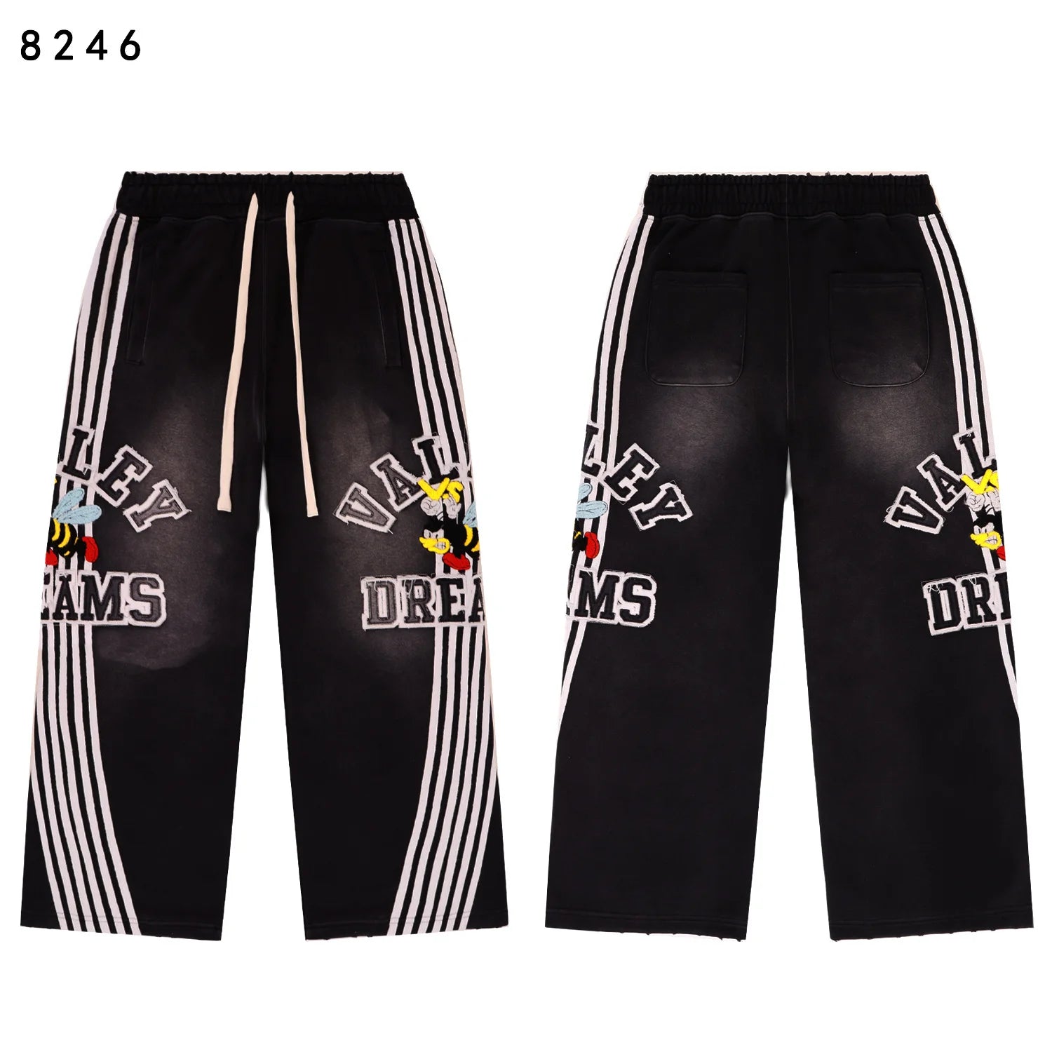25ss High Quality Vale Washed Distressed  Hoodies Sweatpants Clothes Men Women Winter Autumn Casual Loose VALLEY  Pants