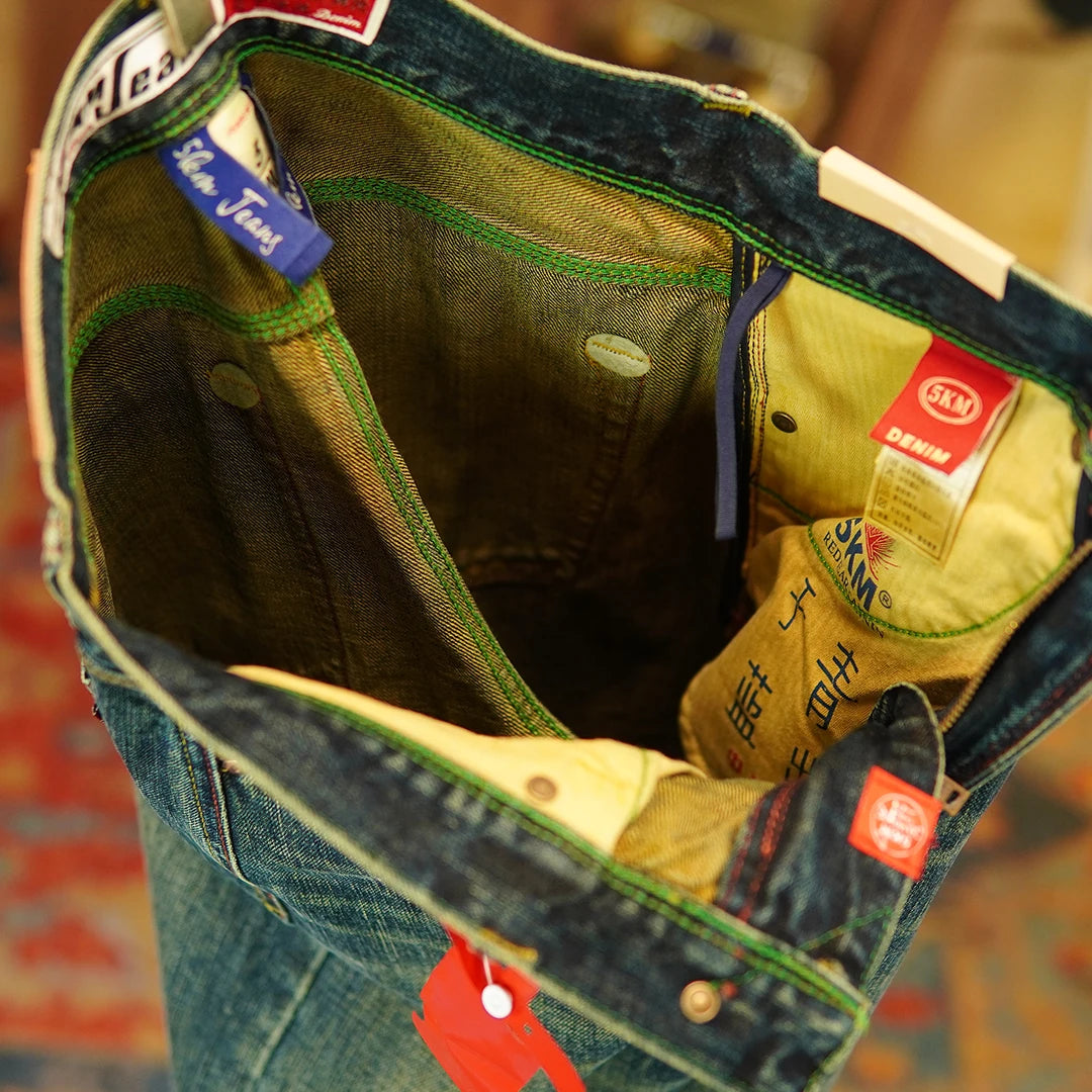 14.5oz Emerald Green Red Selvedge Denim Jeans for Men Autumn American Vintage 100% Cotton Casual Relaxed Straight Leg Pants 5KM