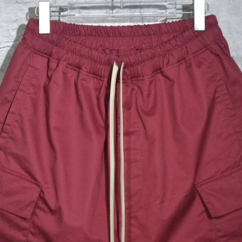 HKSH Summer New Men Safari Style Multi-pocket Baggy Drop Crotch Harem Pants Trend Casual Elastic Waist Drawstring Shorts HK17959