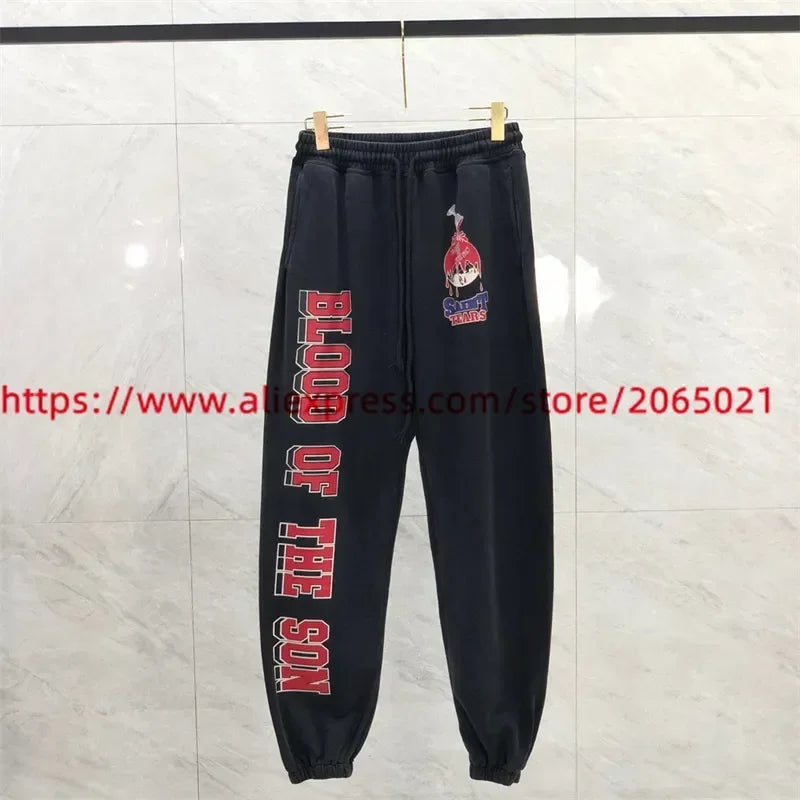 Sanskrit Printing Apricot Saint Sweatpants Men Women Jogger Drawstring Pants