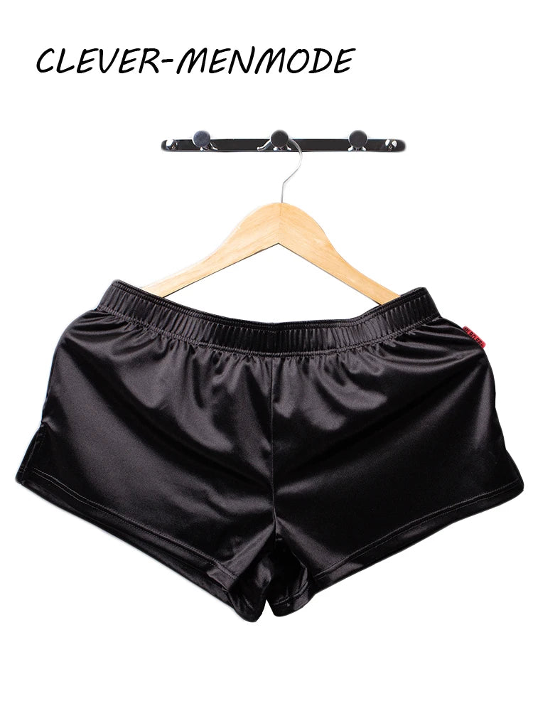 Men's Summer Silk Satin Solid Color Loungewear Shorts Casual Loose Home Pajamas Sleep Soft Bottoms Boxer Cool And Comfortable