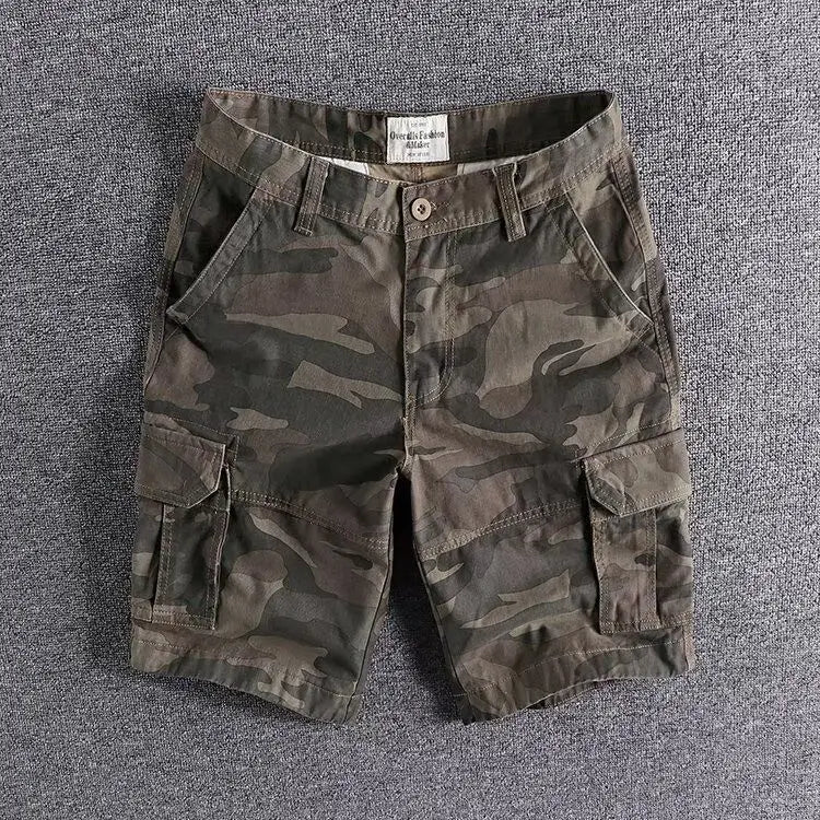 Harajuku Fashion Streetwear Summer Shorts Men's Camo Cargo Knee Length Work Twill Cotton Loose Fit Camouflage Shorts for Men