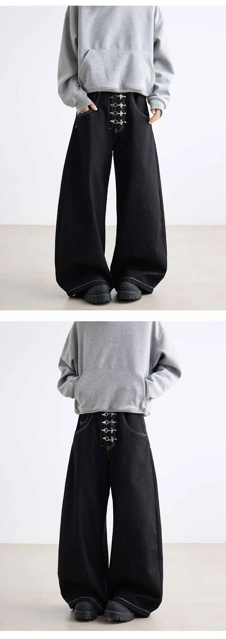 Men's Wear Wide-Leg Denim Pant Baggy Jeans Vintage Threedimensional Cut Curved Knife Jeans Loose Fit Autumn Streetwear New Trend