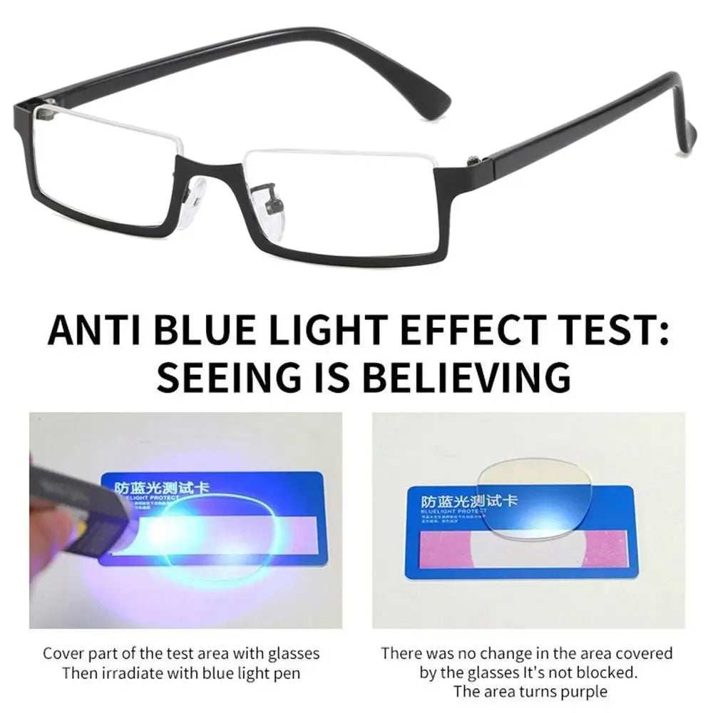 Classic Blue Ray Blocking Anti-Blue Light Glasses Eye Protection Metal Computer Goggles Ultralight Square Eyeglasses Men Women