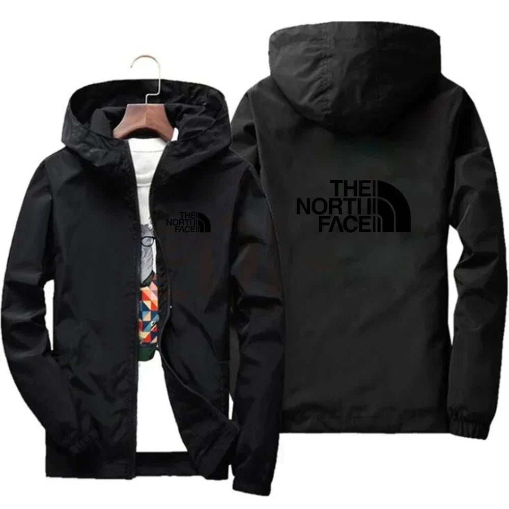 2026 New European and American Men's Fashion Jacket, Windproof and Waterproof Zipper Hooded Overcoat, Spring and Winter Outdoor