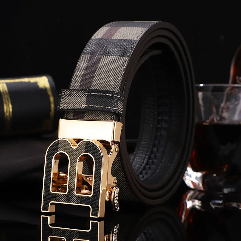 High Quality Luxury Brand Designer Canvas Belts Male Automatic B Buckle Men belts Genuine Leather Belt for men Strap for Jeans