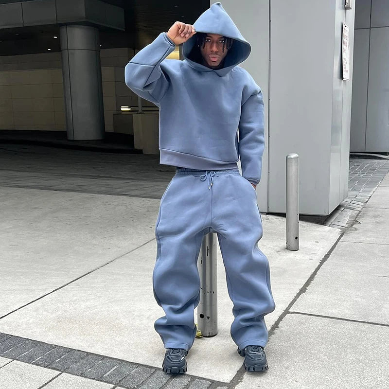 Hoodies Men Solid Color Autumn And Winter Gothic Casual Fashion Pullovers Loose Hip Hop Sweatshirt Long Sleeve Commuting Routine