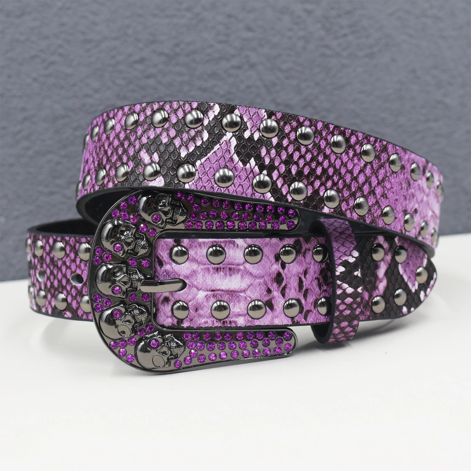 Snake pattern rivet skull Women's Belt Large size  Men Belt Punk Hip Hop Rock Style Subculture Y2K  Belt for Men and Women