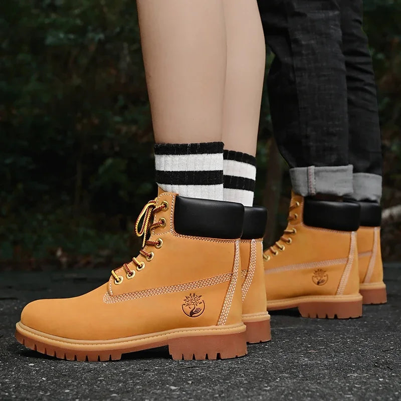 High Quality Mens Walking Shoes Fashion Outdoor Sports Leisure High Top Boots Winter Velvet Anti Slip Flat Lace Up Boots for Man