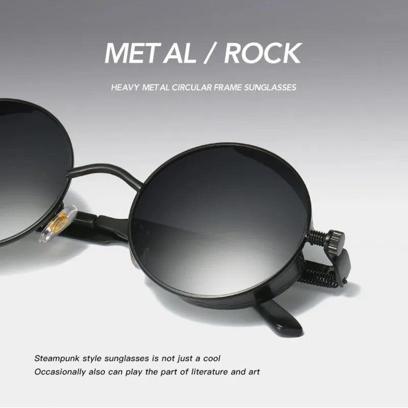 Retro Punk Sunglasses Round Anti Reflective Sun Glasses Men and Women Driving UV Protection Glasses UV400 Eyewear