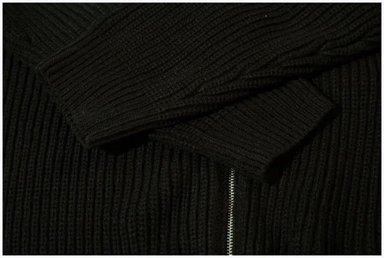 Double Zipper Cardigan Sweater Men Women Retro Loose Knitted Jumpers Autumn Streetwear Harajuku Street Color Block Jacket New