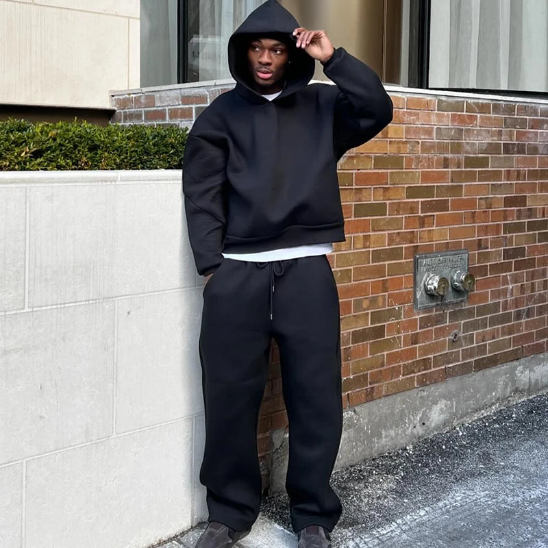 Hoodies Men Solid Color Autumn And Winter Gothic Casual Fashion Pullovers Loose Hip Hop Sweatshirt Long Sleeve Commuting Routine
