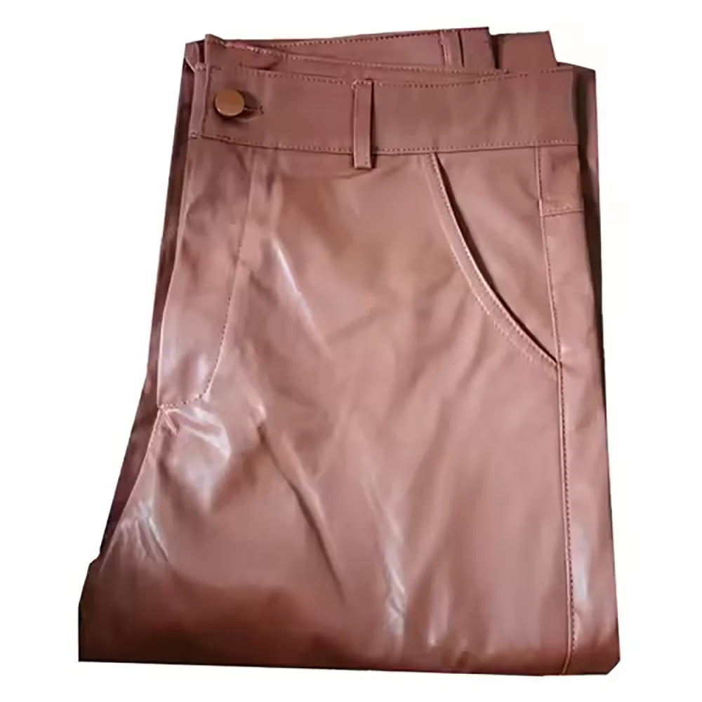 Fashion Faux Leather Pants Men Casual Streetwear Biker PU Pants Motorcycle Multi-Pocket Trousers Spring Autumn Waterproof Pants