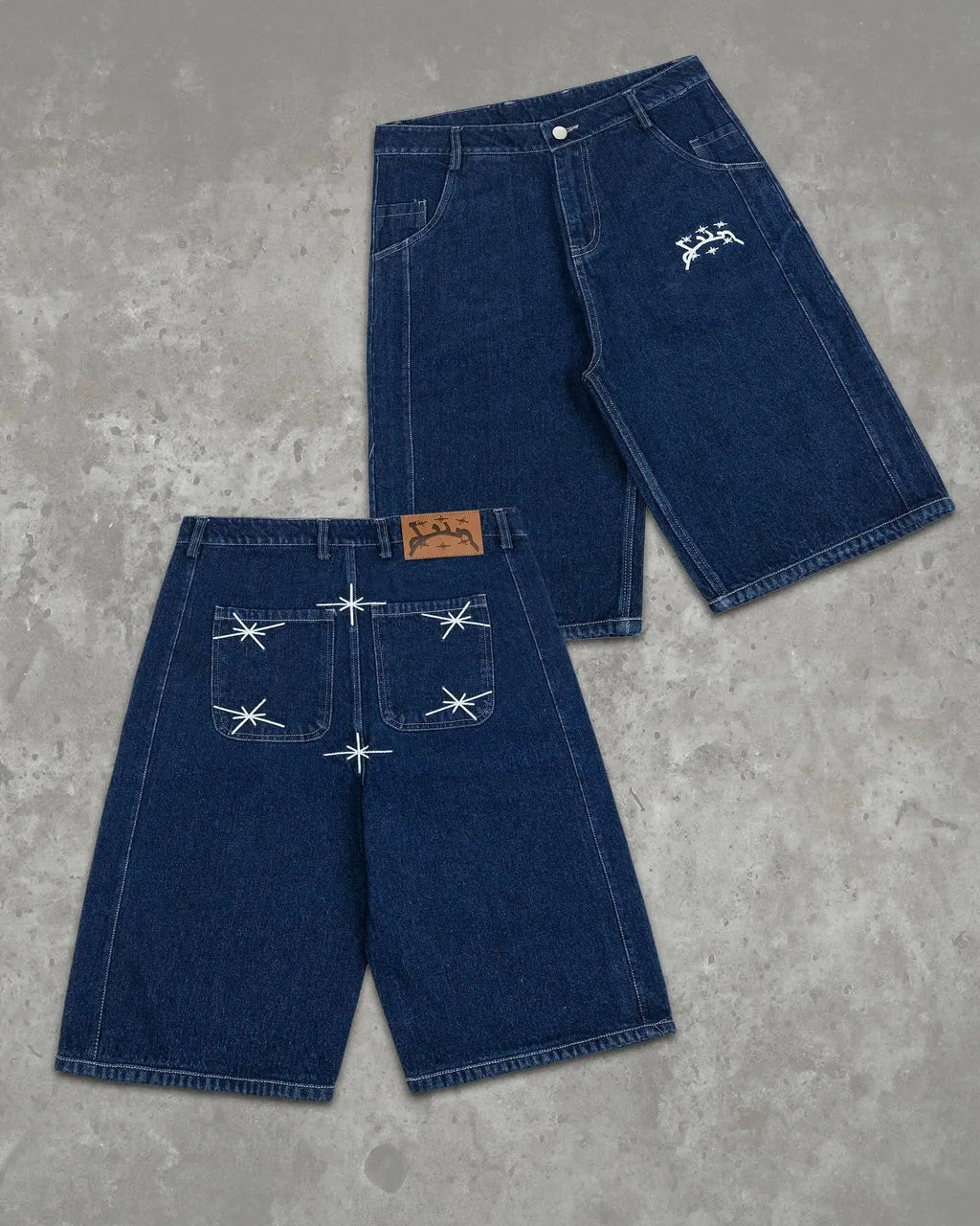 New Divin Street Geometry Graphic Embroidery Baggy Denim Shorts Y2k Retro Hip Hop Trendy Gym Basketball Shorts Men Women Jorts