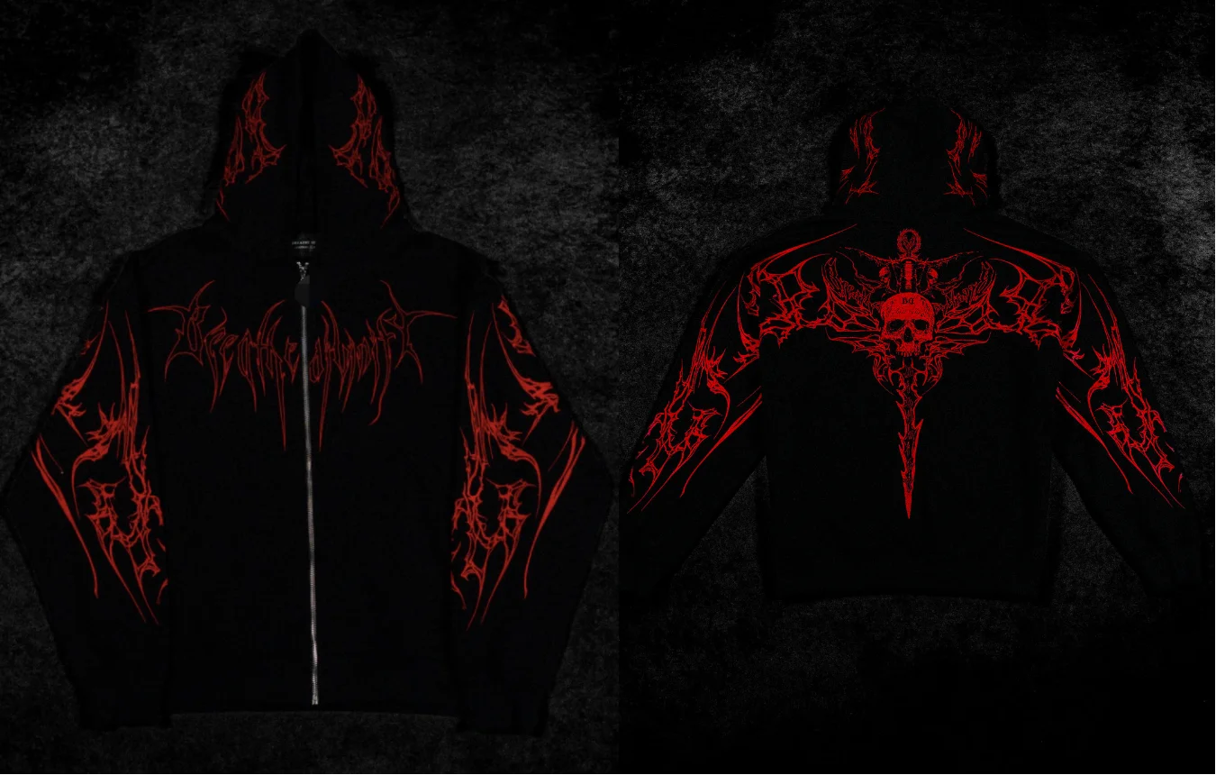 Men Women Y2K Gothic Grunge Hoodie Vintage Distressed Art Graphic Sweatshirt Oversize Streetwear Hip Hop Darkwear Pullover US