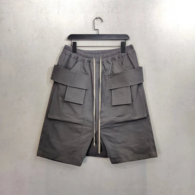 HKSH Summer Version Dark Gothic Style Double Pocket Cargo Pants Trend Loose Shorts Versatile High Street Chic Ins Capris HK18848