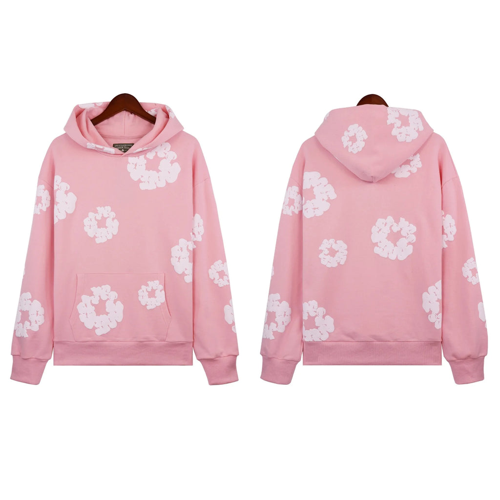 DENIM TEARSTHoodie Cross border European and American Hot selling Cotton Foam Printed Tears Hoodie Men's and Women's Hoodies