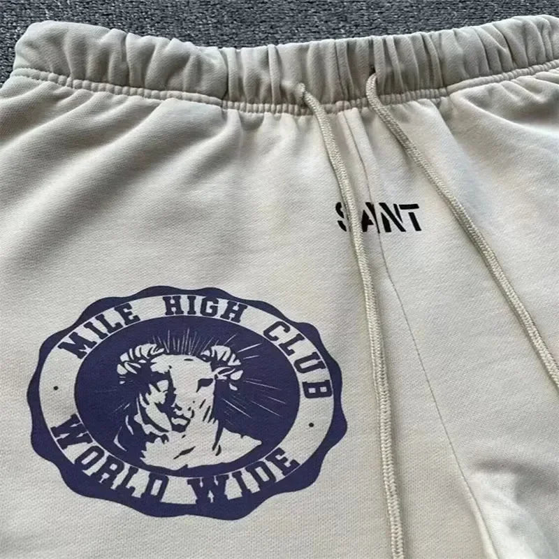 Sanskrit Printing Apricot Saint Sweatpants Men Women Jogger Drawstring Pants