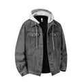 Men Hooded Denim Jacket Men Streetwear Turn Down Collar Outwear Coat Male Retro Motorcyle Jackets Man Patchwork Bomber Jacket