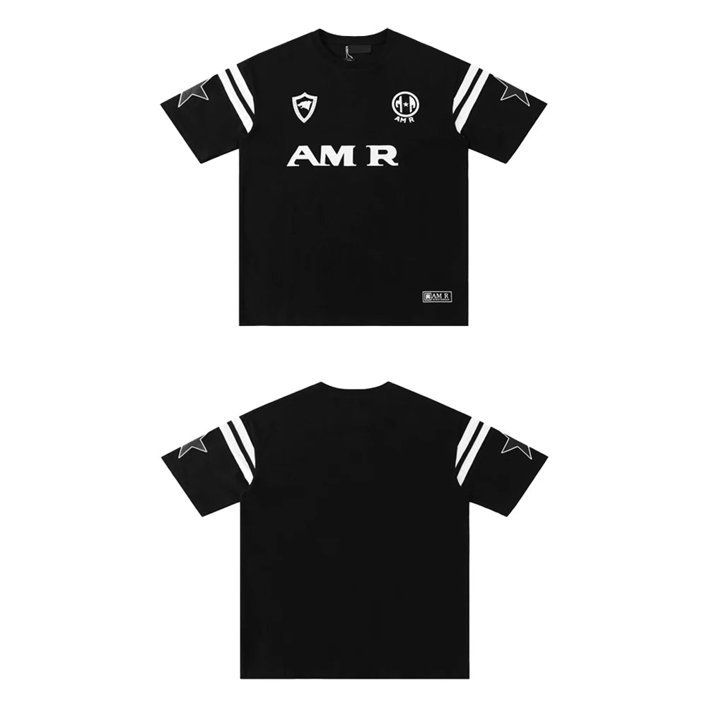 New Summer Clothing Y2k Graphic T Shirts Streetwear Casual Cotton Hiphop Street Style Retro Patchwork Short Sleeve Tees for Mens