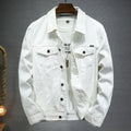2024 Spring Men Solid Lapel Denim Jackets Fashion Motorcycle Jeans Jackets Hommes Slim Fit Cotton Casual Black White Coats
