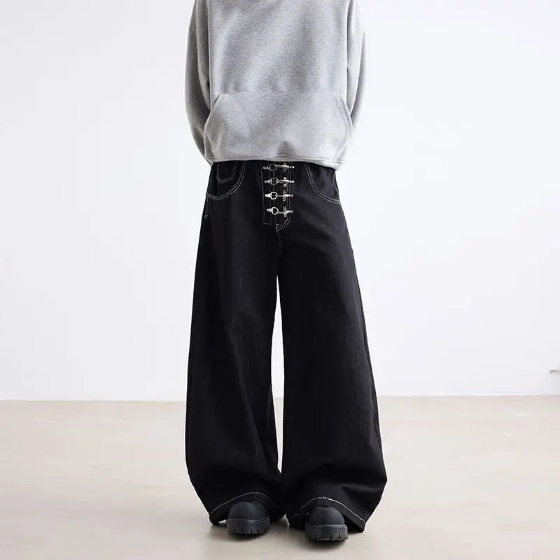 Men's Wear Wide-Leg Denim Pant Baggy Jeans Vintage Threedimensional Cut Curved Knife Jeans Loose Fit Autumn Streetwear New Trend