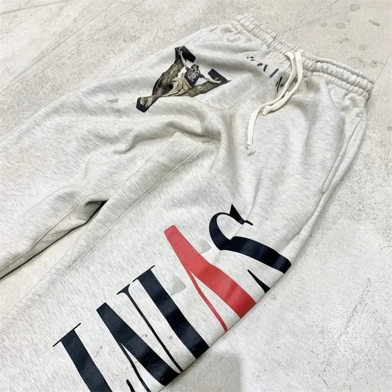 Sanskrit Printing Apricot Saint Sweatpants Men Women Jogger Drawstring Pants