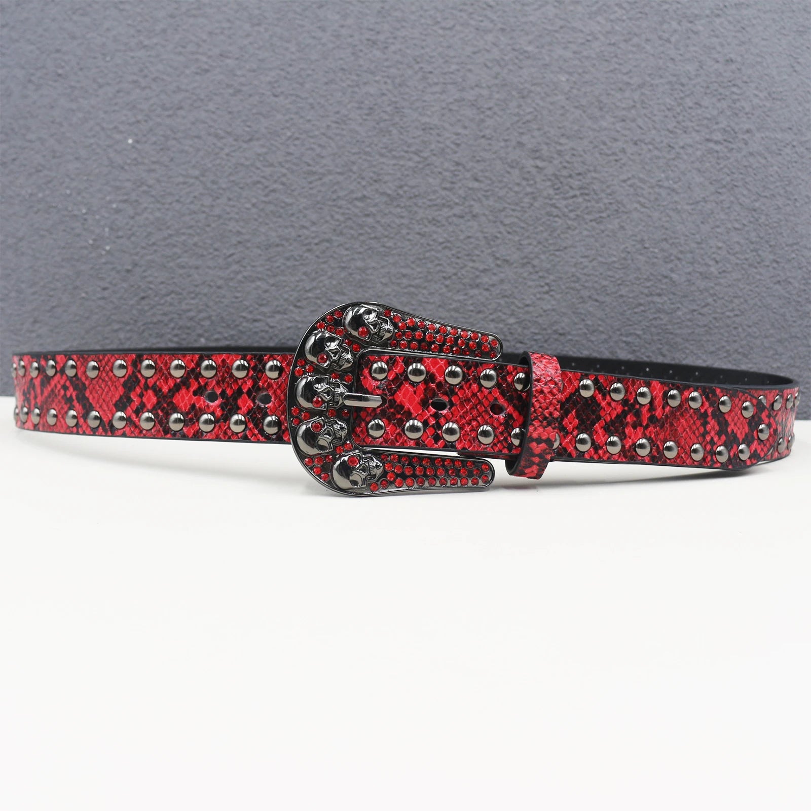 Snake pattern rivet skull Women's Belt Large size  Men Belt Punk Hip Hop Rock Style Subculture Y2K  Belt for Men and Women