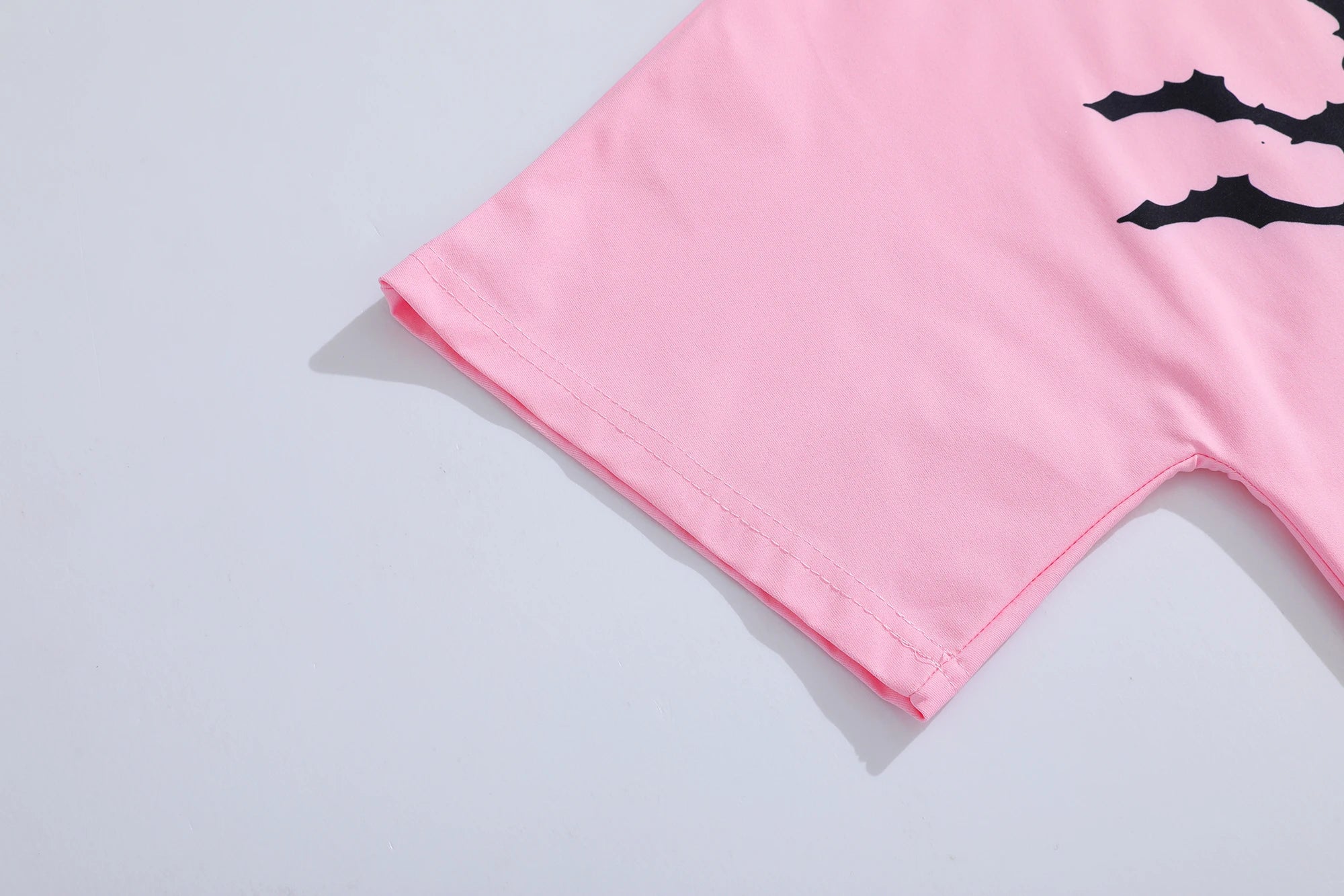 Mens Pink Short Sleeve T-Shirt Distorted Cartoon Character Graphic Bold Exaggerated Print Alternative Art Streetwear Top