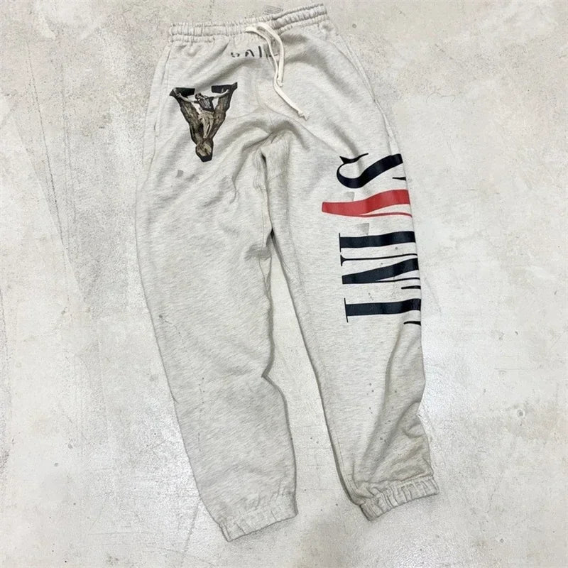 Sanskrit Printing Apricot Saint Sweatpants Men Women Jogger Drawstring Pants