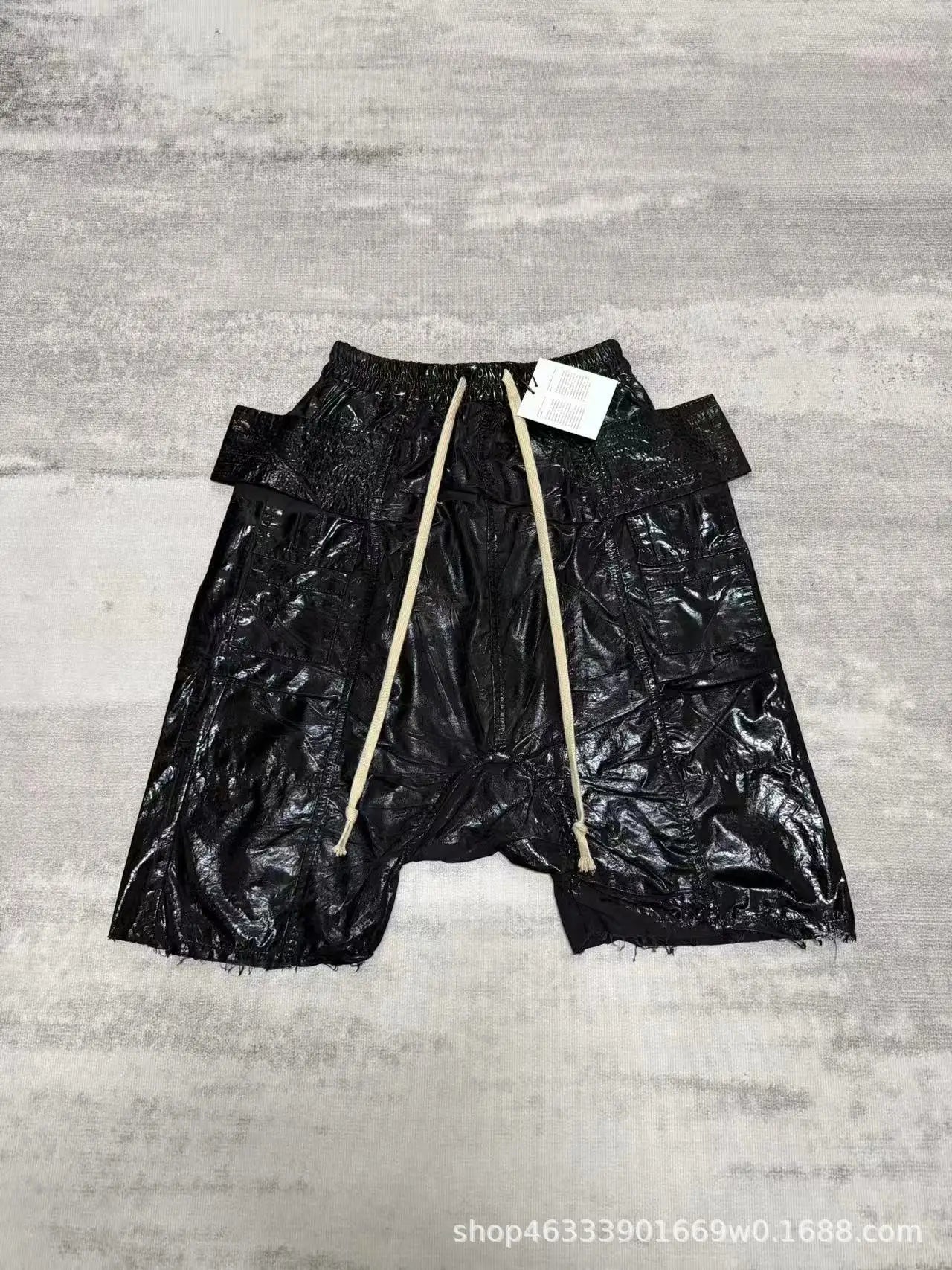 High Street RO Pants Men's Dual Ring Wax Face Casual Seven Quarter Shorts  Brushed Wax Fixed Color Workwear Casual Pants