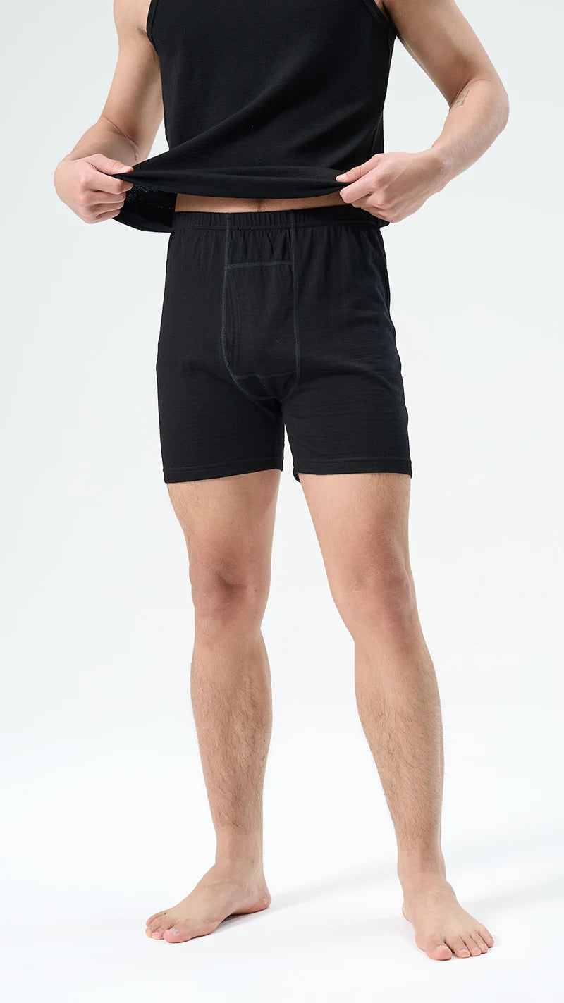 Men's 100% Merino Wool Boxer Briefs Outdoor Sports Long Leg Men Underwear Boxers Soft Breathable No Odor Man Boxershorts