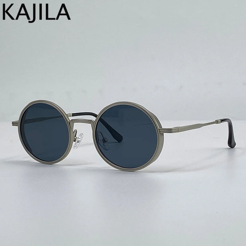 Vintage Small Frame Round Steampunk Sunglasses Men 2026 Luxury Brand Classic Metal Punk Sun Glasses For Women Driving Eyewear