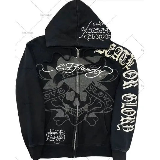 American Gothic Ro Skull Bones Oversized Hoodie Y2K Hip Hop Sle Streetwear No Brand Svel Other Material 00%
