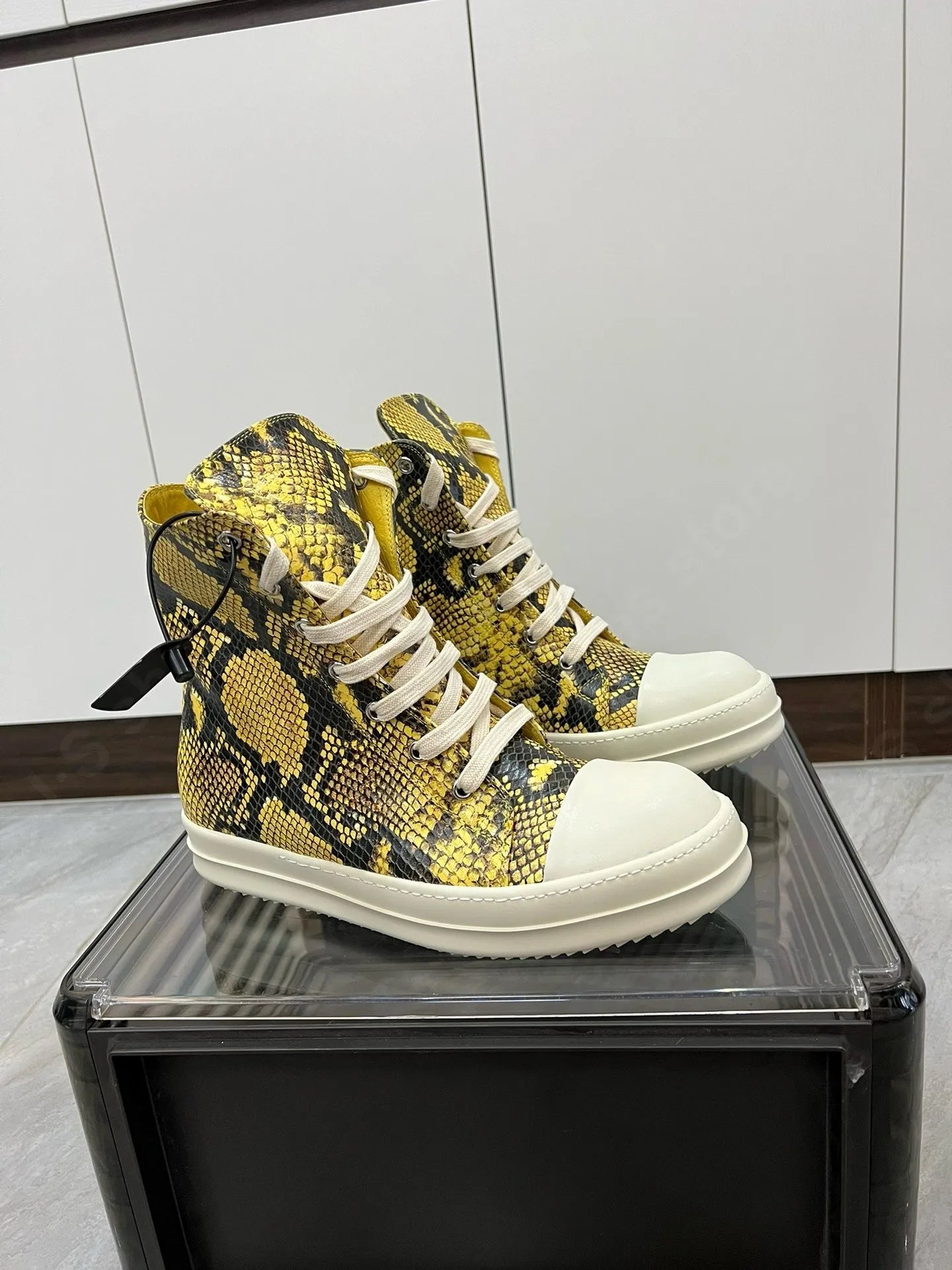 R-o Men Sneaker Yellow Boa Leather High Top Shoe Lace Up Women Casual Shoes Boots Zipper Sneakers Yellow Cowhide Ankle Boot