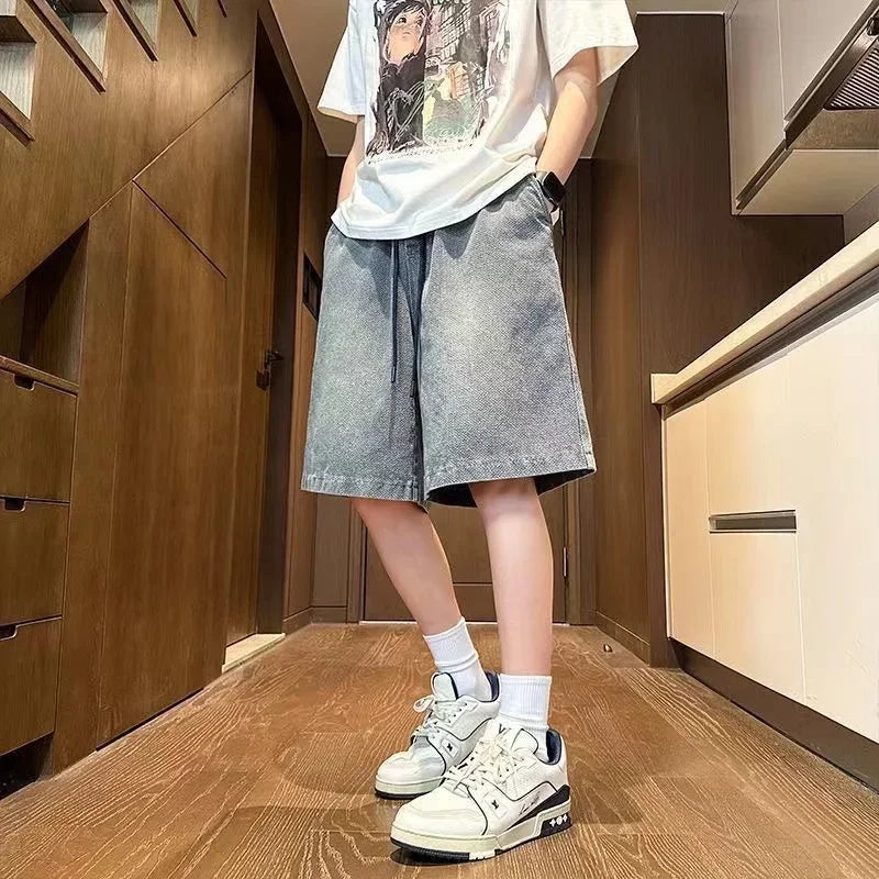 Men's Shorts Jeans Blue Denim Jorts Baggy Harajuku Pants Streetwear Y2k Unisex Oversize Korean Fashion Vintage Summer Clothes