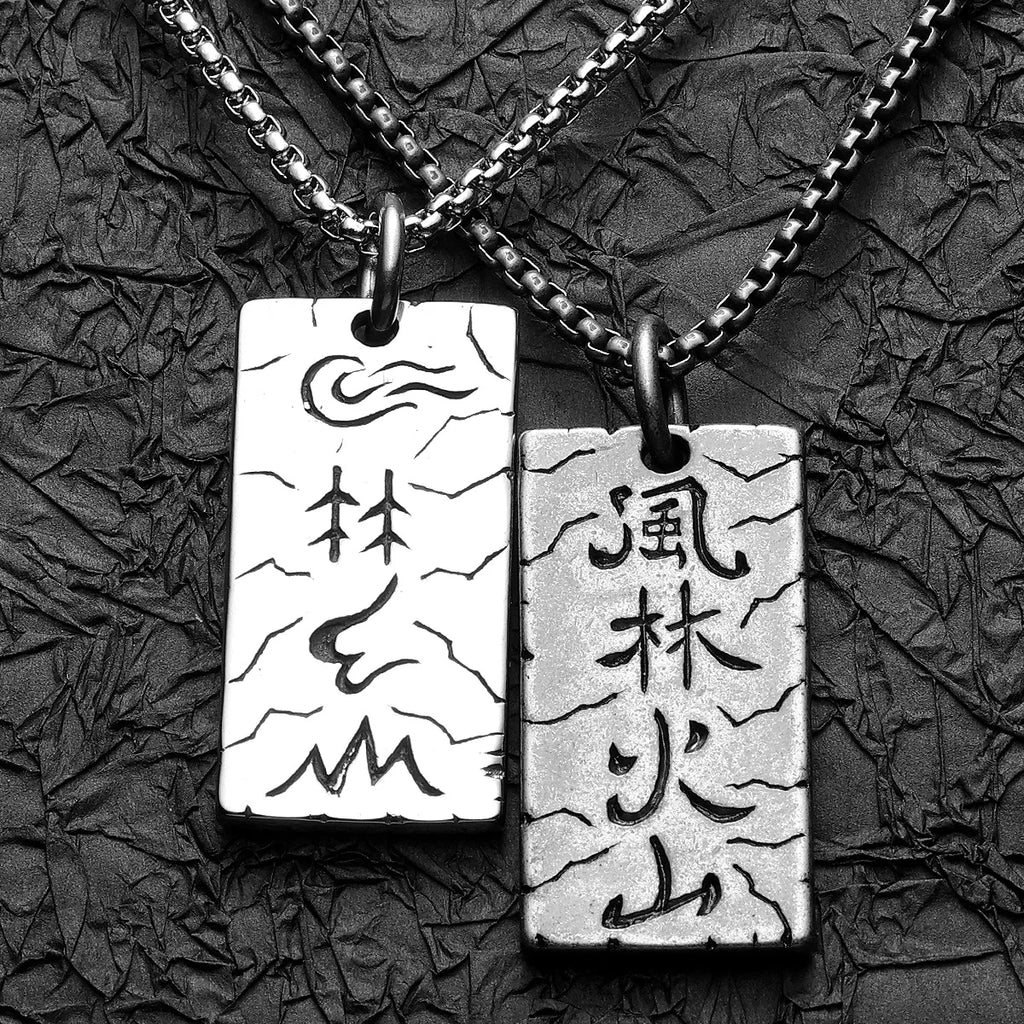 Sun Tzu's Art of War Furinkazan Stainless Steel Men Necklaces Pendant Chain Punk Rock Vintage For Women Jewelry Gifts Wholesale