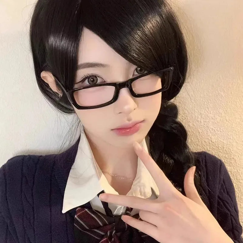 Small Square Frame Glasses Women Retro Harajuku Eyeglasses Clear Reading Spectacle Blue Light Blocking Eyewears