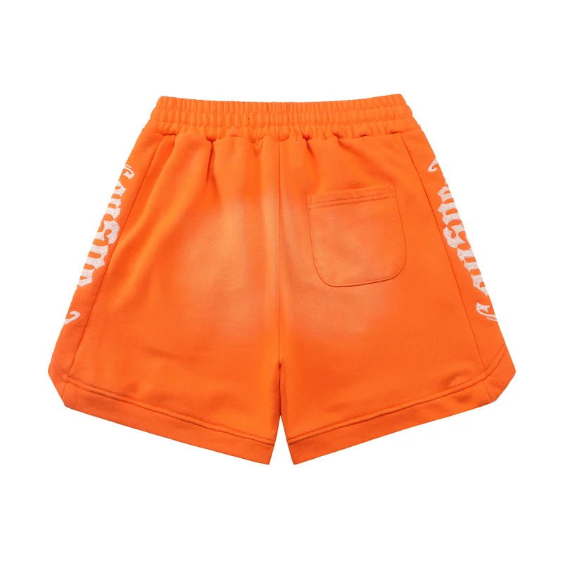 Godspeed American High Street Summer Sport Casual Embroidered Heavy Wa Pure Cotton Dstring orts Straight Leg Pants