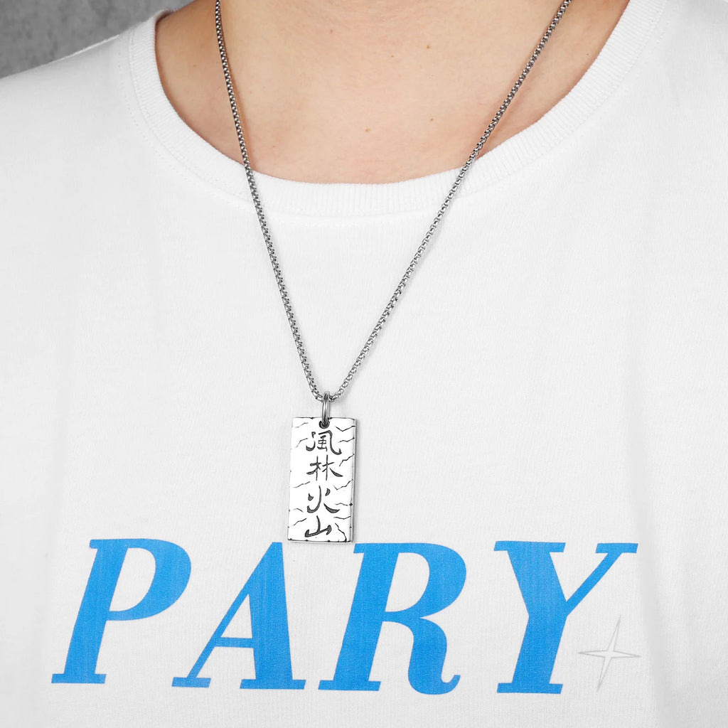 Sun Tzu's Art of War Furinkazan Stainless Steel Men Necklaces Pendant Chain Punk Rock Vintage For Women Jewelry Gifts Wholesale