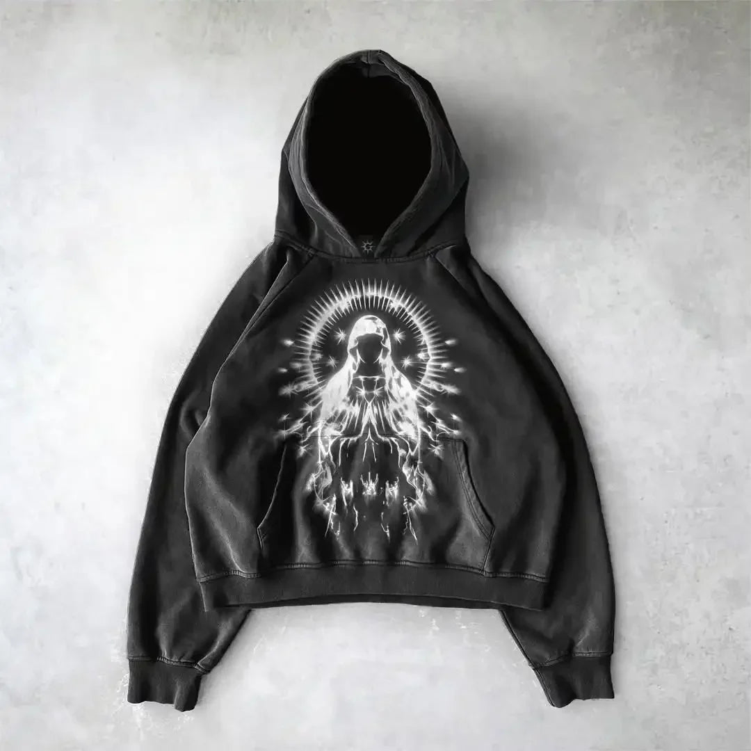 Y2k gothic dark female warrior hoodies men oversized sweatshirt couples punk tops streetwear goth harajuku women men clothing