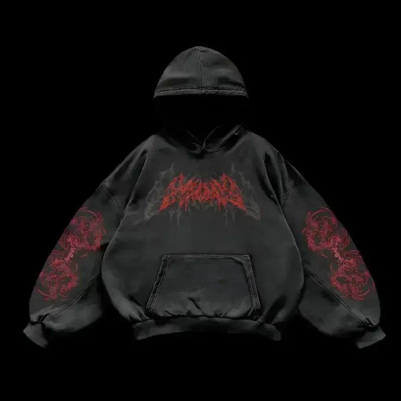 Y2k gothic dark female warrior hoodies men oversized sweatshirt couples punk tops streetwear goth harajuku women men clothing