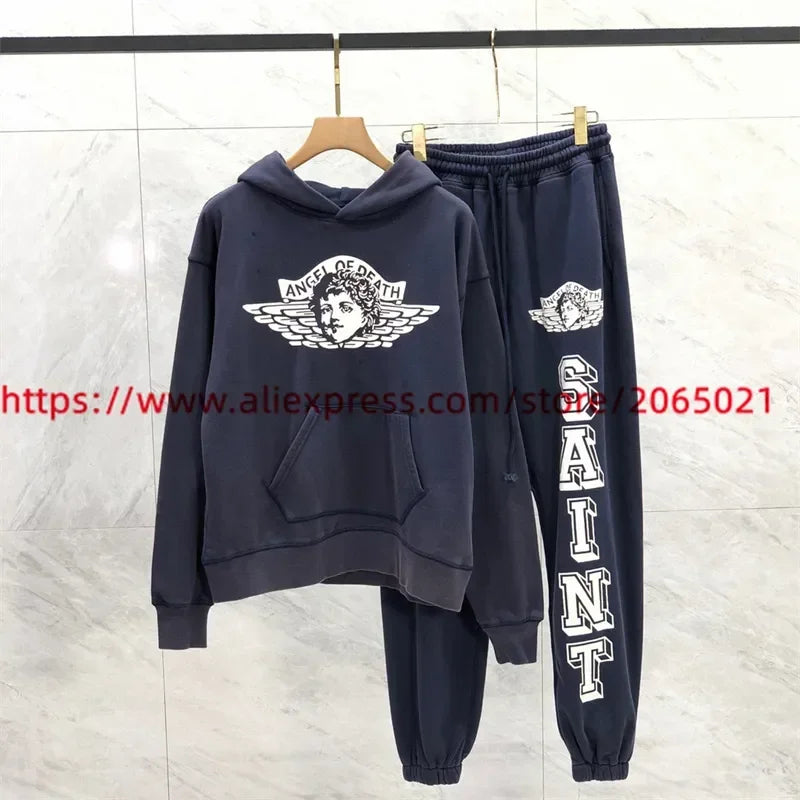Sanskrit Printing Apricot Saint Sweatpants Men Women Jogger Drawstring Pants