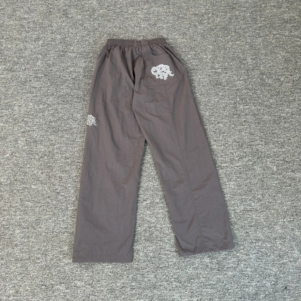 Embroidery Mertra Elastic Waist Inside Mesh Patchwork Drawstring Sweatpants Pants High Quality Vintage Jogger Trousers