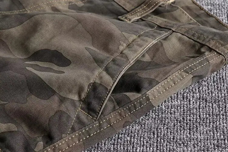 Harajuku Fashion Streetwear Summer Shorts Men's Camo Cargo Knee Length Work Twill Cotton Loose Fit Camouflage Shorts for Men