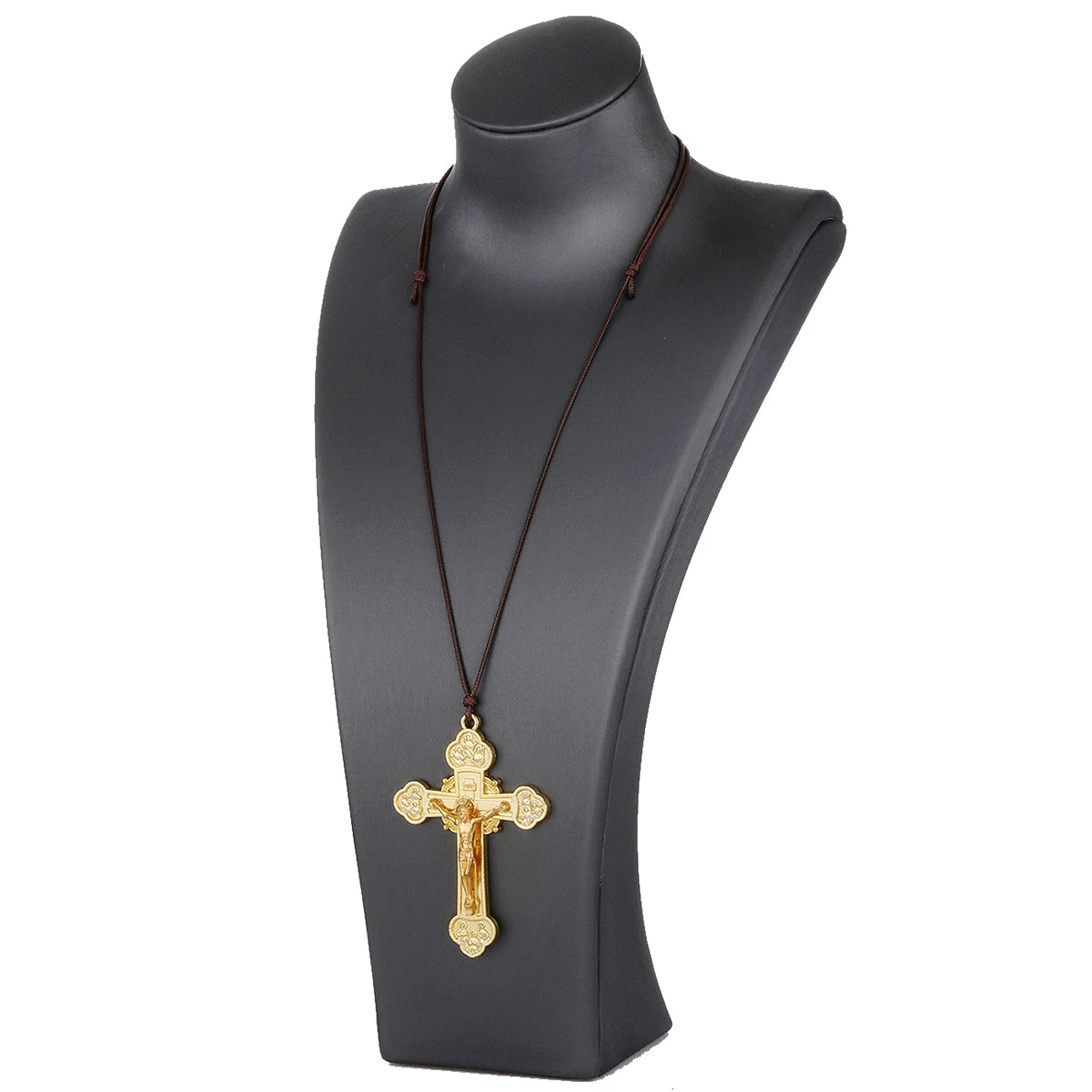 Diyalo Trinity Crucifix Jesus Christ Cross Pendant Neckalce Catholic Adjustable Wax Rope Chain Neckalce Women Men Jewelry Gift