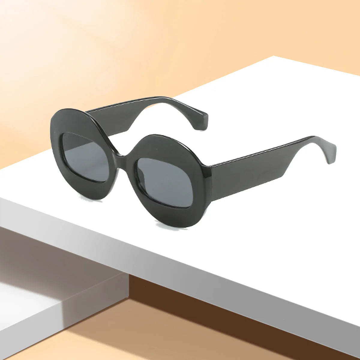 Trendy Hip-hop Men Women Personalized Sunglasses Transparent Two-color Sunglasses Oval Frame Sunglasses Large-sized Glasses