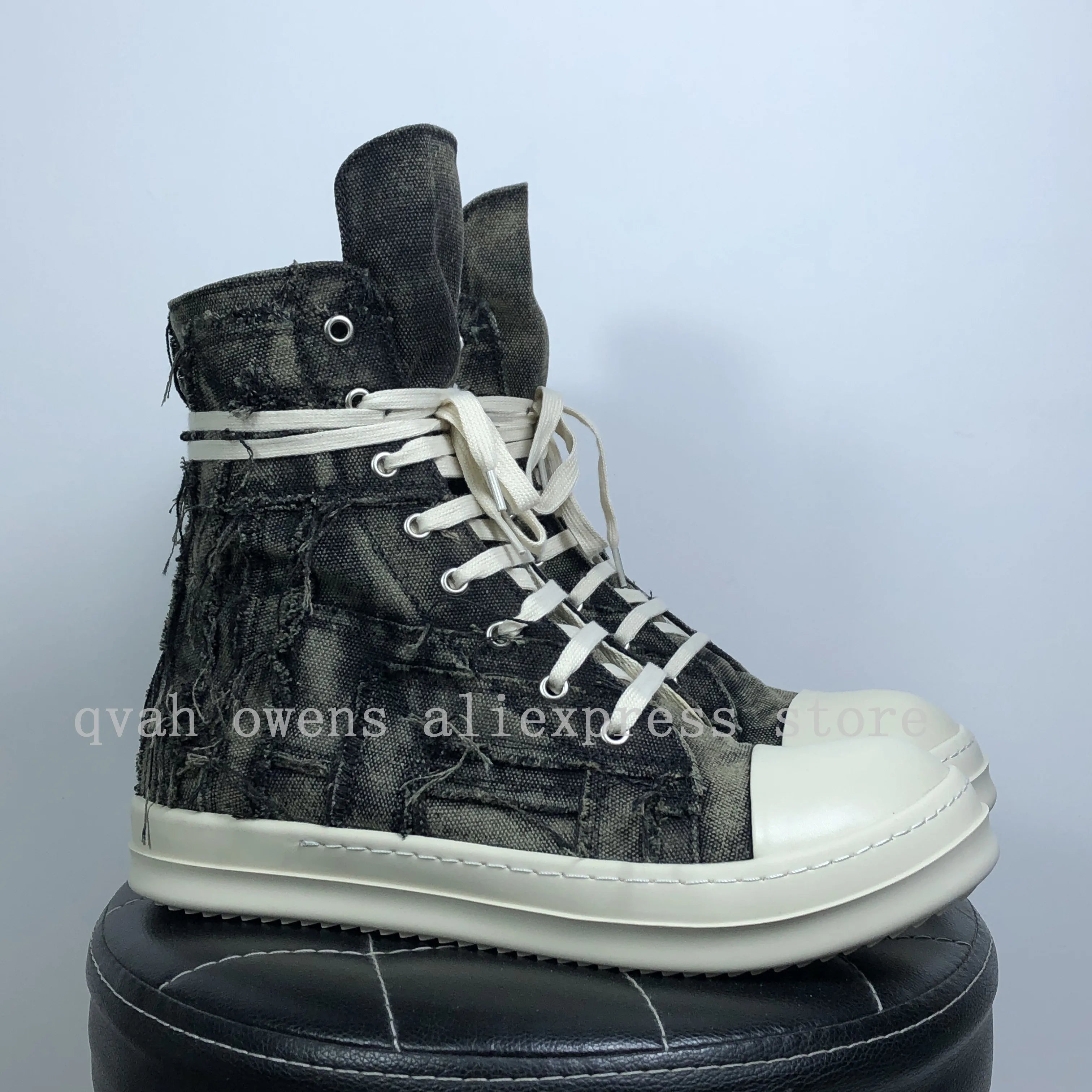 Men High Top Shoes Canvas Women Designer Sneakers Luxury Lace Up Zip High Street Autumn Flats Black Male Boots